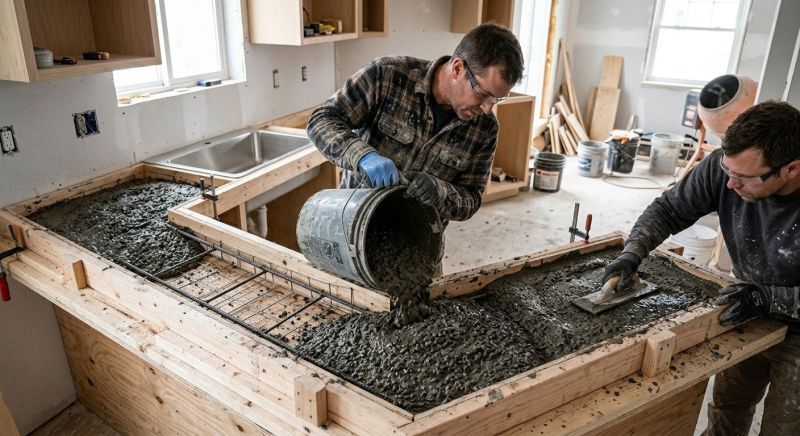 Poured Countertop Installation